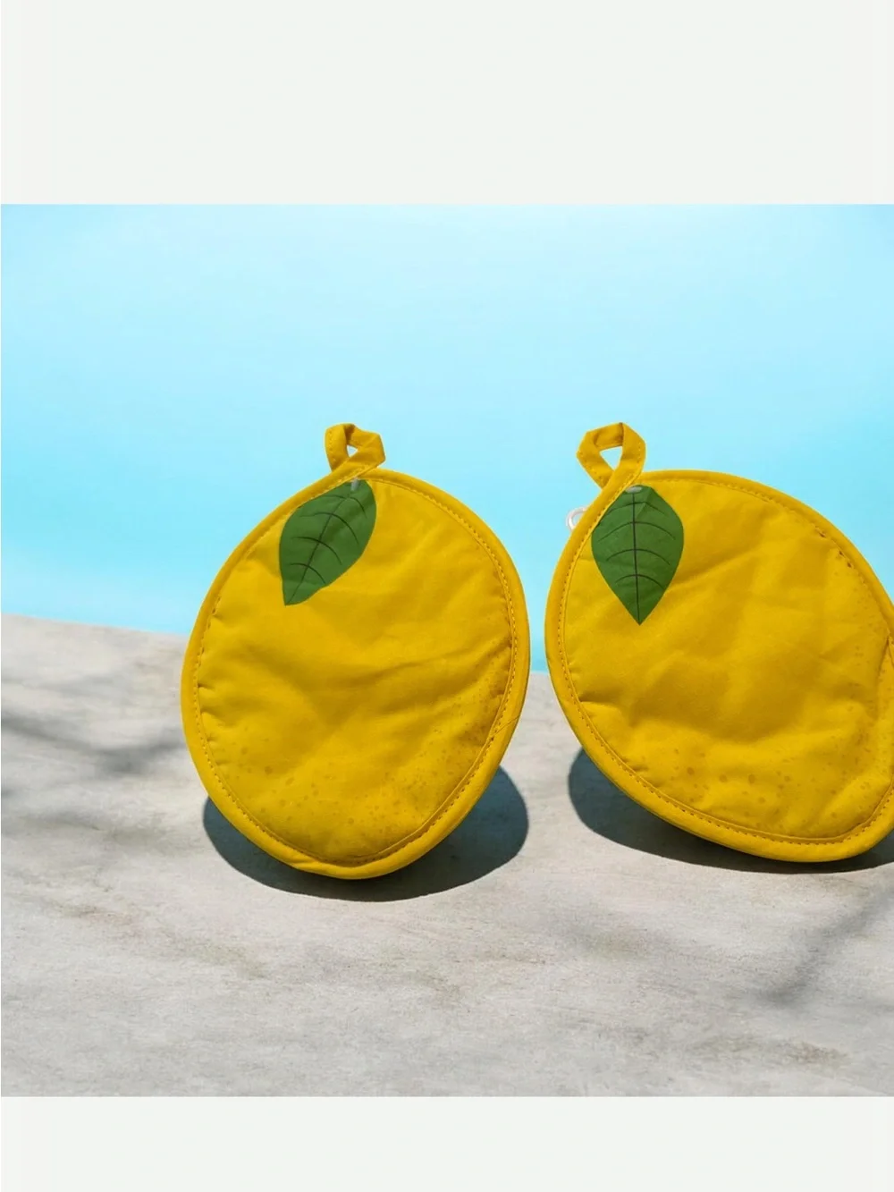 Yellow Lemon-Shaped pot holders